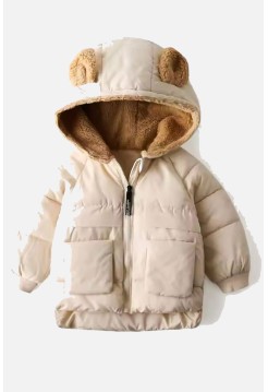 Молочна дитяча демісезонна куртка капюшоном з вушками